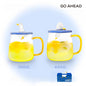 Paddling / drinking duck glass cup with ceramic lid mug couple tea cup gift