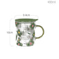 Forest style glass cup with lid tea partition and  diamond handle