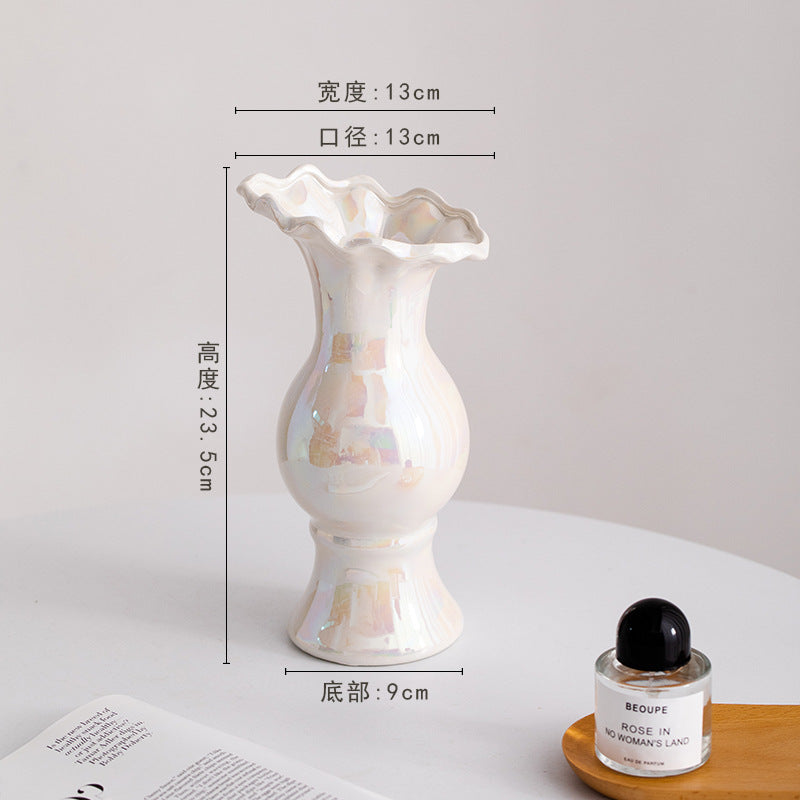 Fantasy Series Light Luxury Modern Pearl Ceramic Vase, Flower Decoration Set