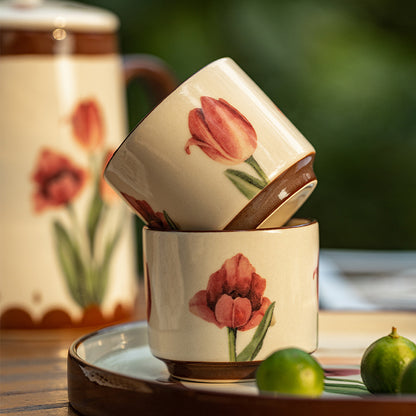 Vintage Tulip Tea Pot Set Afternoon Tea Set Gift Box