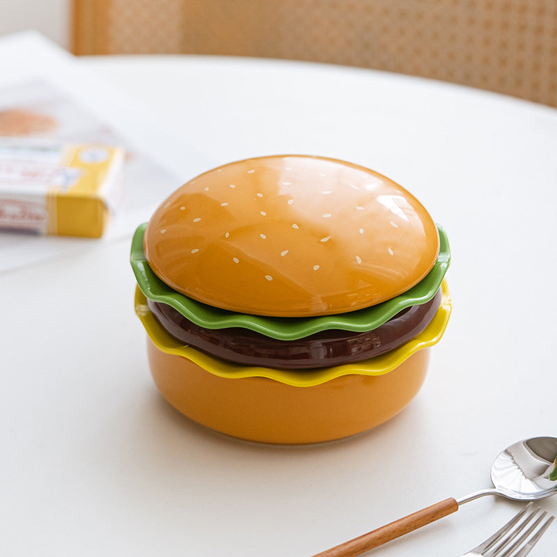 Handmade ceramic hamburger tableware cute bowl and plate