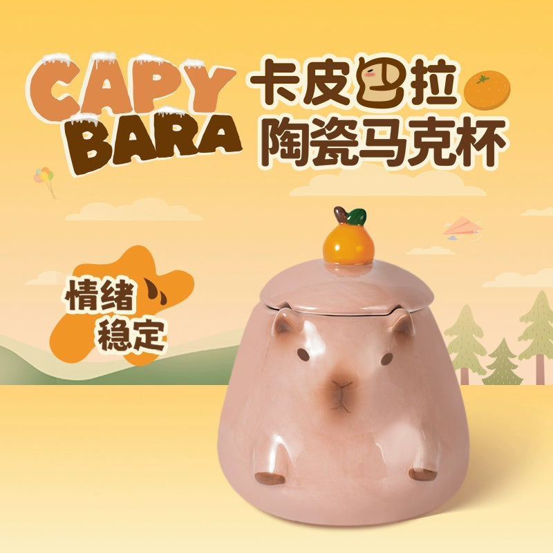 Handmade ceramic kapibara top orange water cup cute creative gift