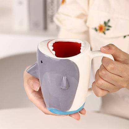 Handmade ceramic shark mug creative cute cup