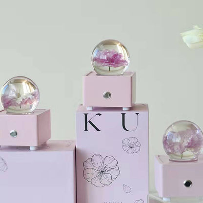 Pink Double petal Sakura Bluetooth Speaker Eternal Flower Crystal Ball Night Light