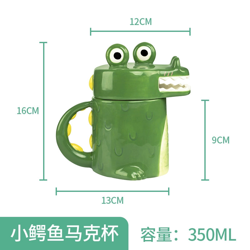 Crocodile mug with lid ceramic creative funny cup