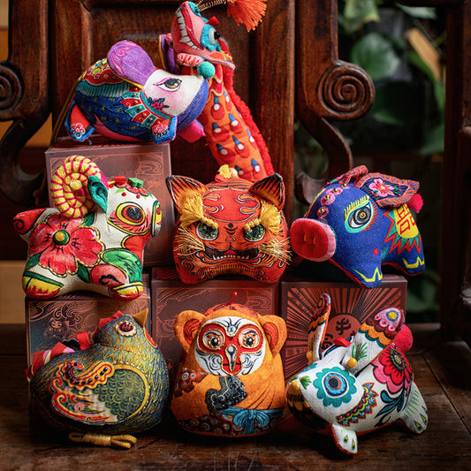 Hand embroidered sachet with twelve zodiac animals, portable sachet, toy pendant, blind box,gift box