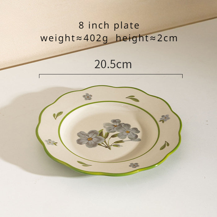 Vintage freesia ceramic dinner bowl dssert plate dinnerware set gift box