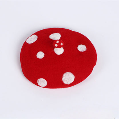 Parent-child model head small mushroom handmade wool felt beret