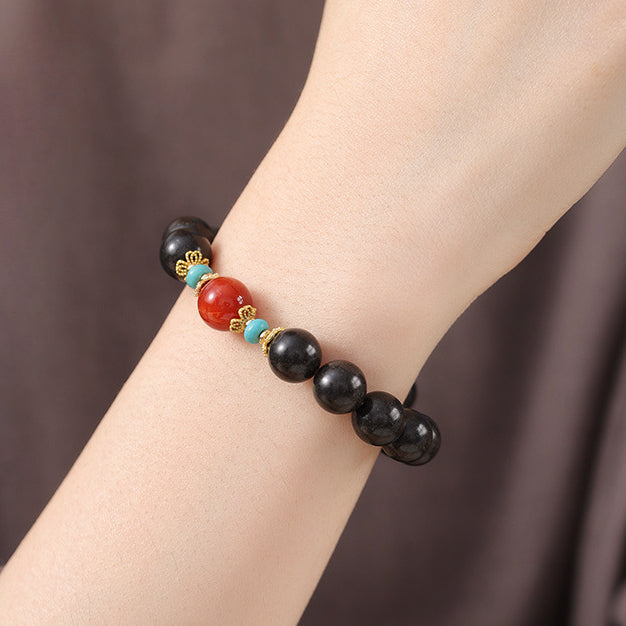 (Career and health) Agate turquoise Chinese herbal medicine Hexiang beads Feng Shui healing bracelet