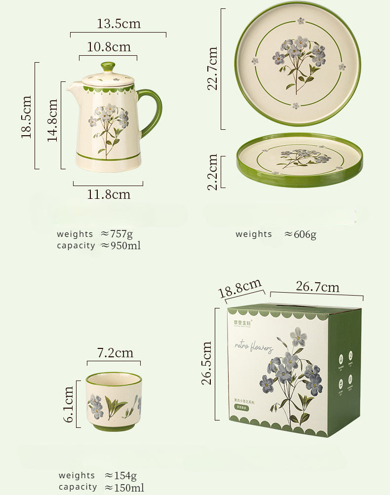 Freesia ceramic teapot  afternoon tea cup set gift box