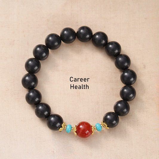 (Career and health) Agate turquoise Chinese herbal medicine Hexiang beads Feng Shui healing bracelet