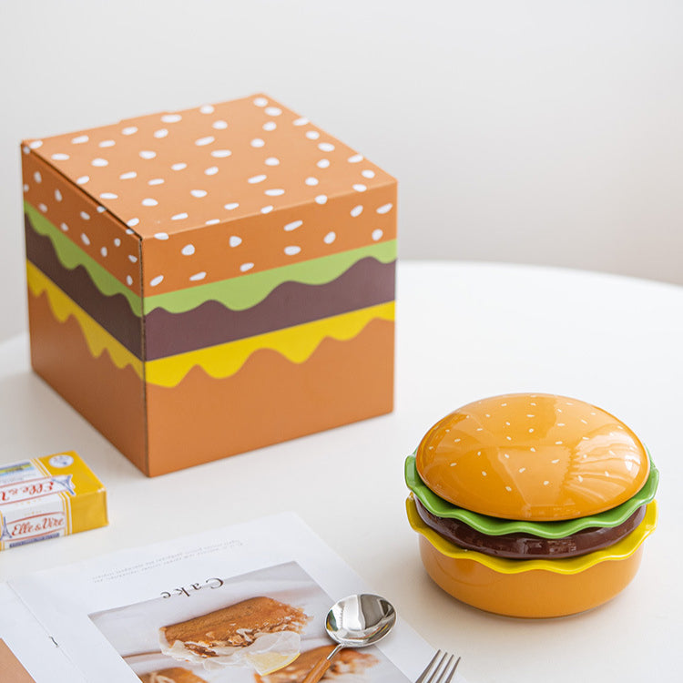 Handmade ceramic hamburger tableware cute bowl and plate