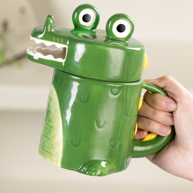 Crocodile mug with lid ceramic creative funny cup